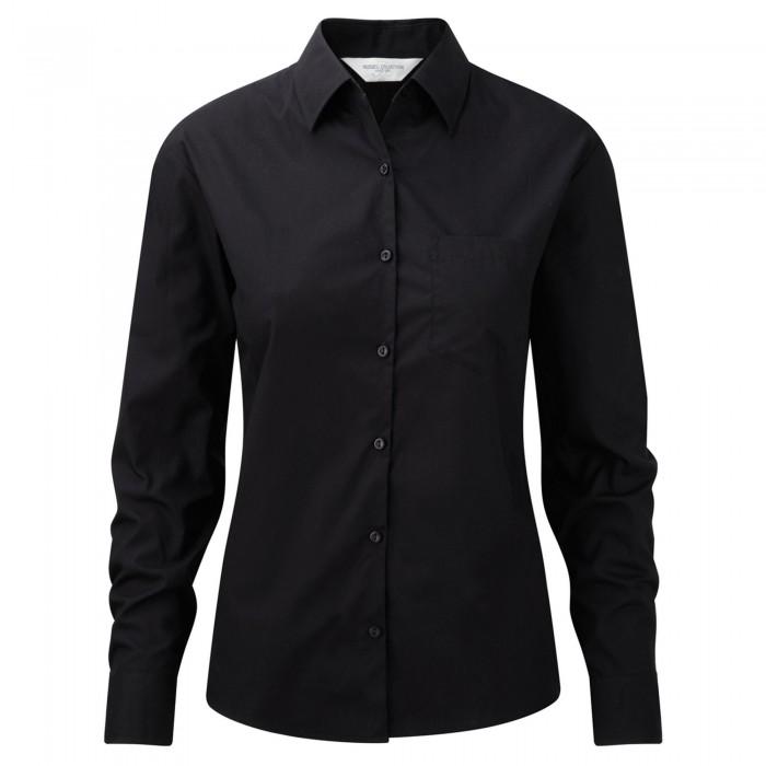 Russell Collection Womens/Ladies Cotton Poplin Long-Sleeved Shirt