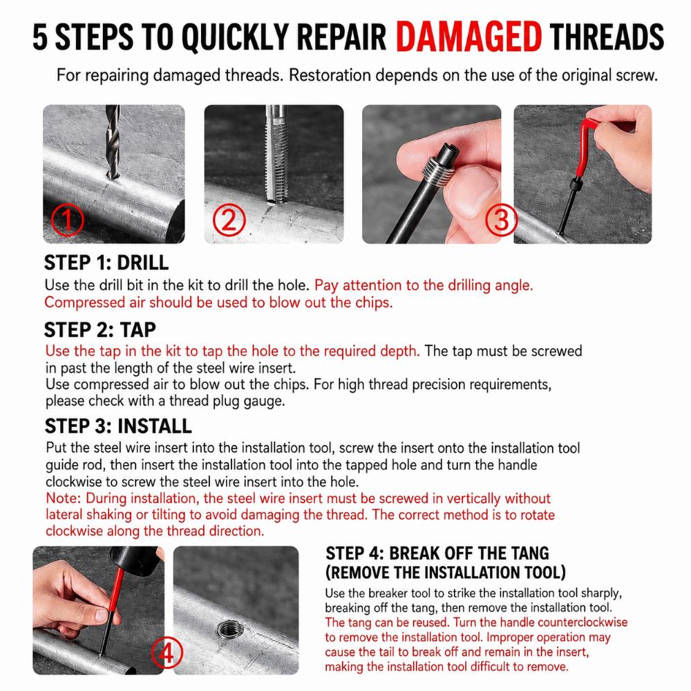 131Pcs/Box Fast Tap Craft Thread Repair Kit Auto Use Engine Repair Kit Tap Tool Set  Garage Work