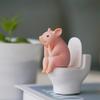Funny Sitting On Toilet Bathroom Statue Cartoon Creative Frog Ornament Novelty Cute Pig Statue Bathroom Decor
