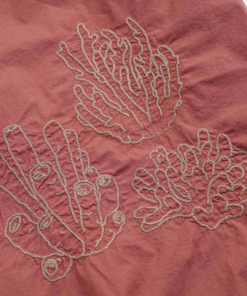 FRIZMWORKS Coral Needlework Half Shirt _ Brick