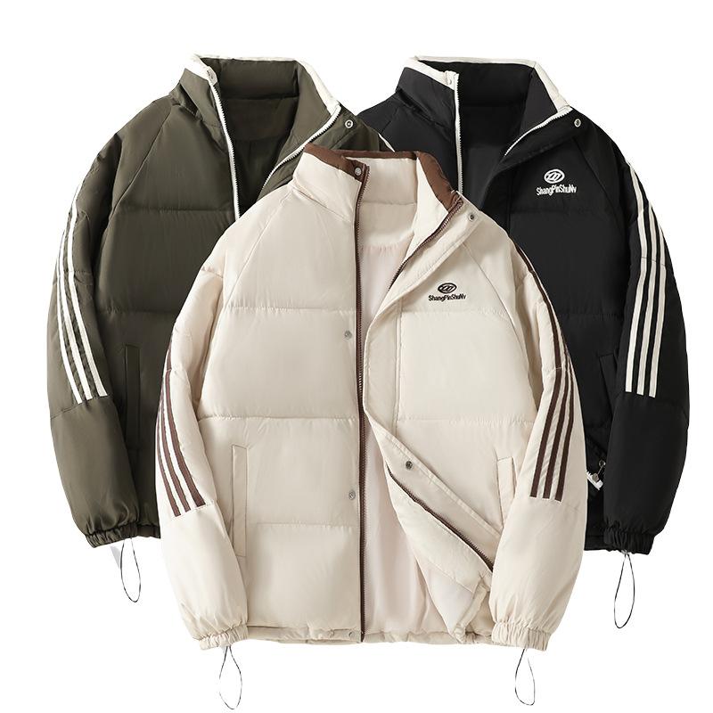 New Casual Stand-up Collar Cotton-padded Jacket for Women's Short Winter Loose Bread Clothes Contrasting Color Youth Cotton-padded Jacket