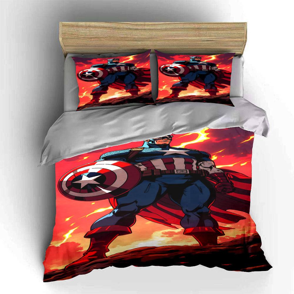 Superhero Holding Shield. Bedding Sets Duvet Cover Sets Duvet Covers Pillowcases(1 * Duvet Cover 2 * Pillowcases Without Duvet Insert)