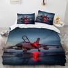 3D Fashion Plane King Queen Duvet Cover Aircraft Theme Bedding Set Kids Boys Men Sunset Airplane Polyester Comforter Cover