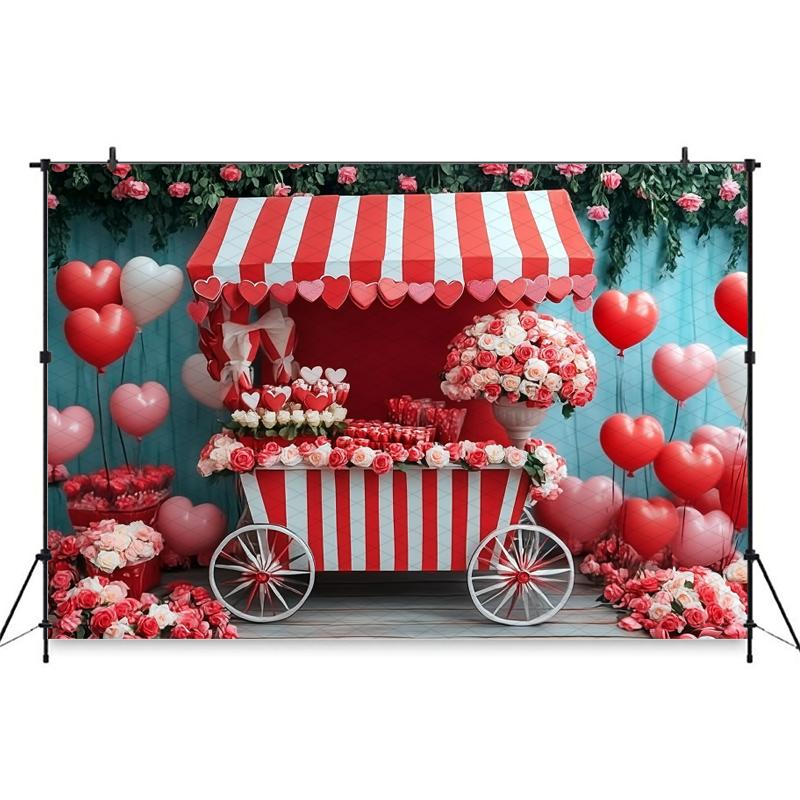 Mocsicka Valentine's Day Photo Backdrop Rose Pink Striped Float Balloons Flowers Wallpaper Decorations Woman Wedding Backgrounds