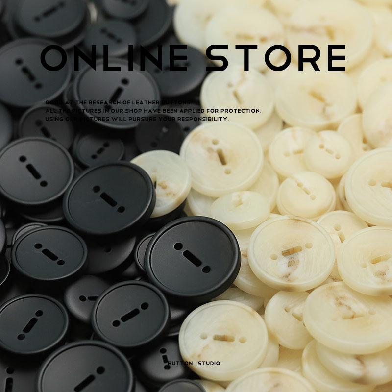 

5Pcs Resin Buttons Two Eyes Unique Design Clothing Buttons Trench Coat Jacket Double-Sided Nippi Coat Suit Buckle 1 #[horizontal three eyes black] 15mm