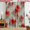 2D Flat Printing 2pcs Curtain Curtains Red Floral Vines Digital Printed Polyester Drapes Party Decorations Perfect for Classroom