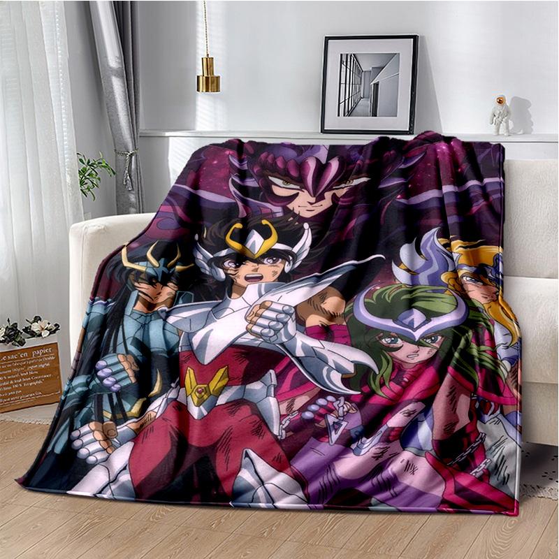 3D Retro Saint Seiya Anime Cartoon Blanket,Soft Throw Blanket for Home Bedroom Bed Sofa Picnic Travel Office Cover Blanket Kids