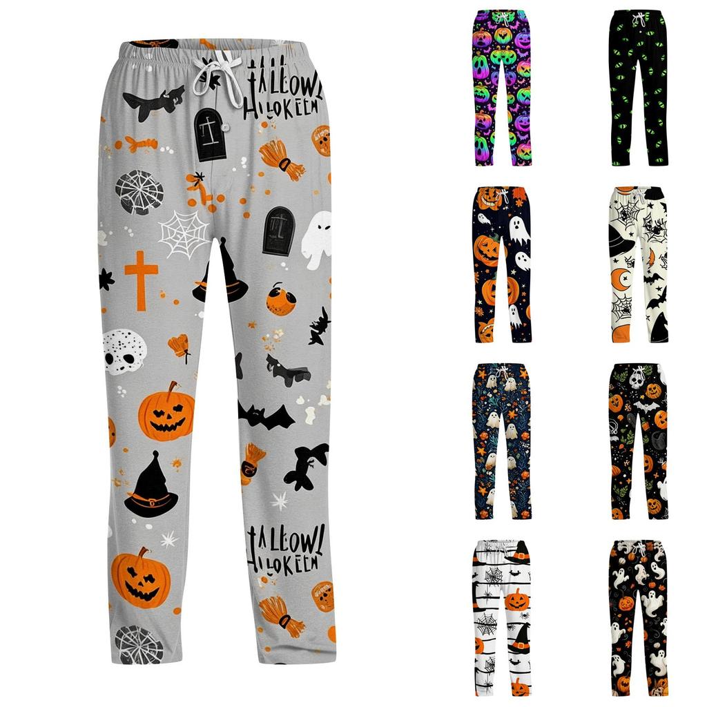 Men's Halloween Printed Drawstring Lounge Pants Casual Sleepwear Relaxed Fit Soft Fabric Comfortable Waistband