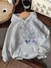 Creative Blue Bow Fresh Style Printed Hoodie  In Autumn and Winter Long Sleeved Hoodie Clothing
