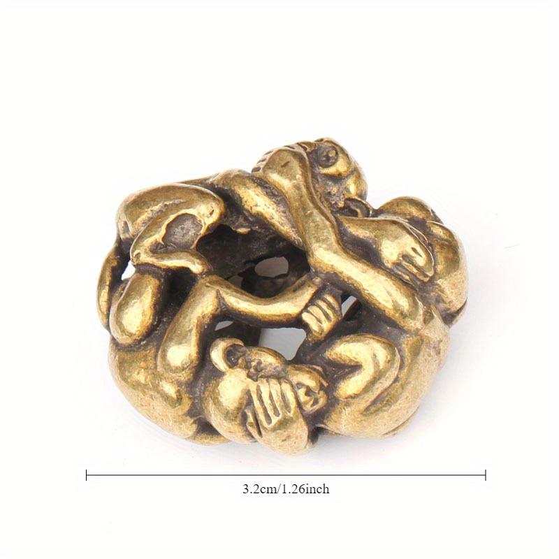 Vintage Brass Funny Three Monkeys Ornaments No See No Listen No Say Monkey Figurines Desktop Decorations Key Chain Pendants Accessories