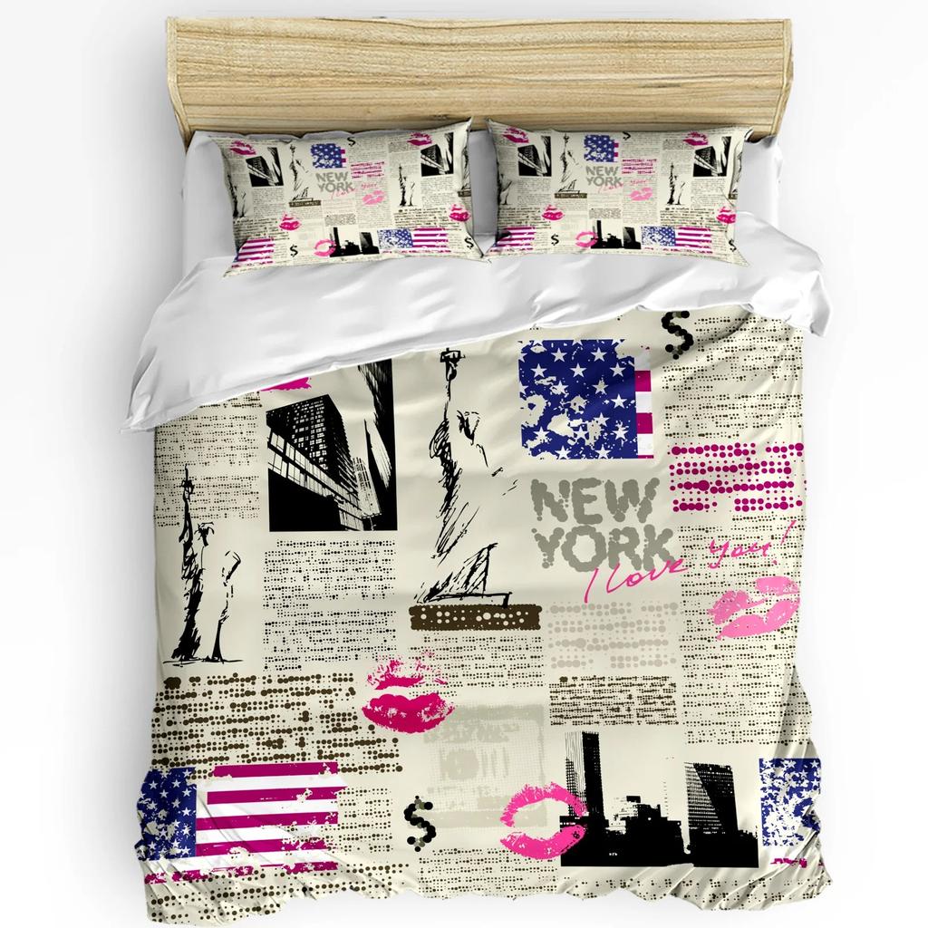 New York Sketch City Bettbezug Bett Bettwäsche Set Für Doppelbett Heimtextil Bettdeckenbezug Kissenbezüge Schlafzimmer Bettwäsche Set (Kein Blatt)
