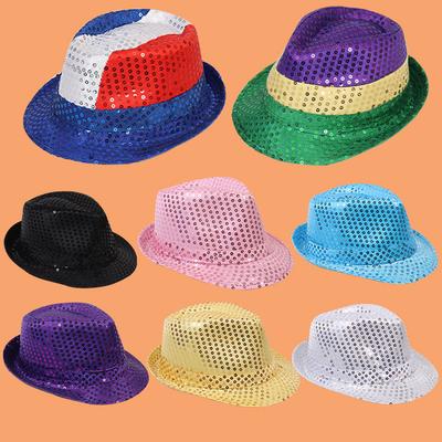 Magische Performance Hoed – Unisex Mode Hoed voor Volwassenen en Kinderen Zilveren Pailletten Jazz Hoed Podium Magie Hoed