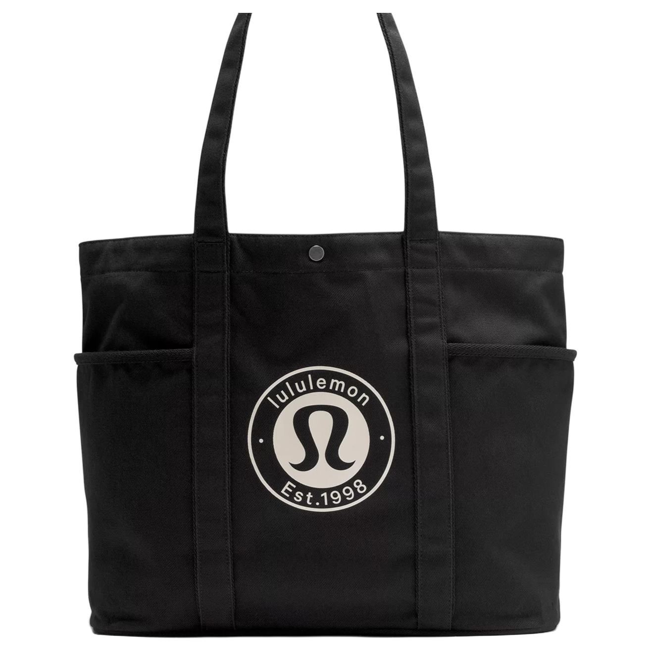 Lululemon Daily Multi-Pocket 20L Logo Patch Design Tote Bag Women Tote Bags Black Bone LU9BK9S-060573 Black & Bone