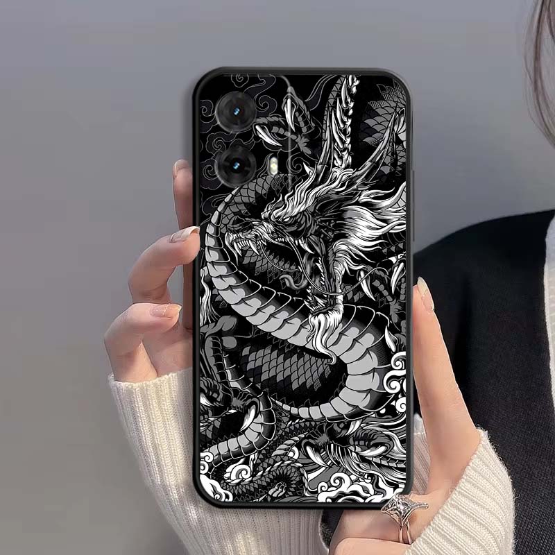 Anime Dragon Design Phone Case For Motorola G85 Edge 50 G24 G35 G14 G04 40 G72 G34 G G54 G13 G32 5G Black