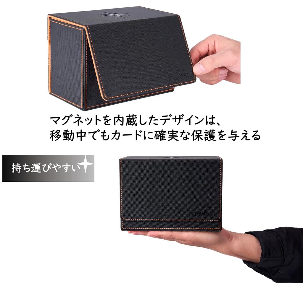 Venssu Deck Trading Card Case with Card Display Window and Dice Holds 200 Includes Two Dividers and a Magnetic Compatible with Duel and Other Card