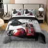 Set Biancheria da Letto Boxe Matrimoniale Rosso Nero Guanti da Boxe Set Copripiumino 3pz Citazioni Motivazionali Coperta Trapuntata Sportiva per Ragazzi Uomini