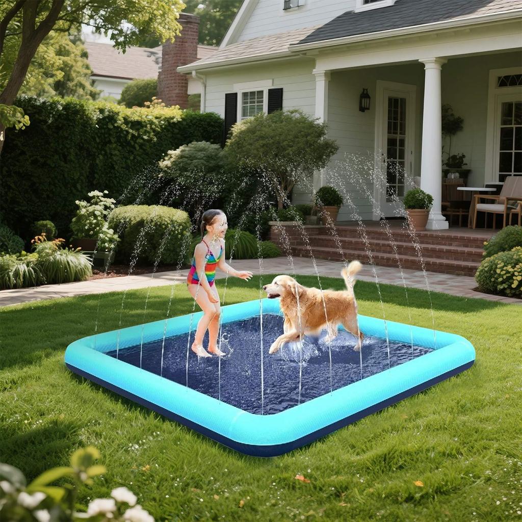 Square Thickened Pvc -Slip Children'S Water Play Toys, Water Spray Mats, Pet Water Play Mats, Various Types Of Water Spray Mats, Outdoor Sprinklers