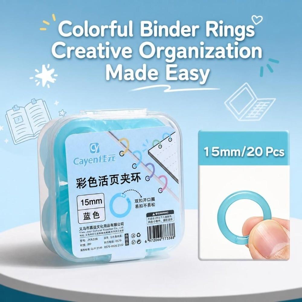 20Pcs Plastic Loose Leaf Rings 15mm Notebook Binding Rings Binding Stationery