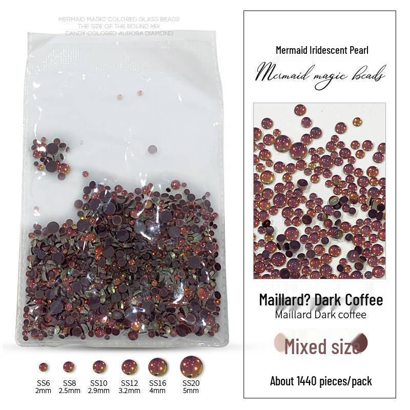 Mermaid Candy Color Bubble Beads: Iridescent Flat Back Nail Art Rhinestones