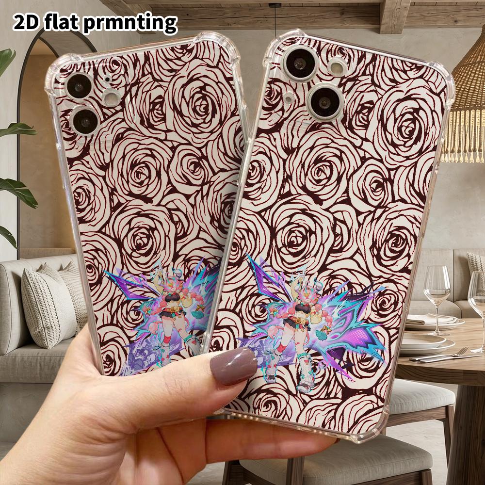Phone Case: 2D Flat Design, Suitable for iPhone 18, 17, 16, 15, 14, 13 Pro, Transparent Corner Protection Case, Pink Twin-tail Hair, Christmas and Hal