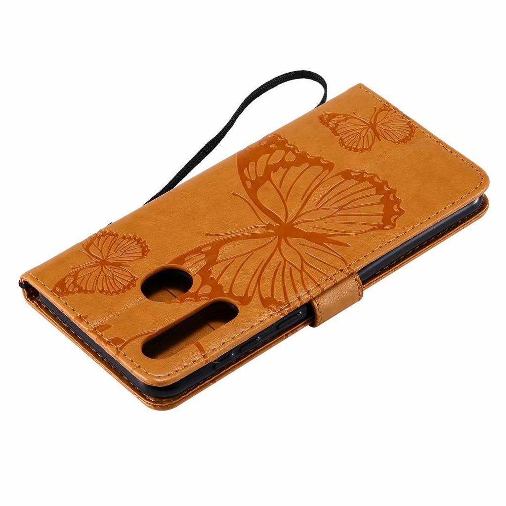 Suitable for Samsung A10 Embossed Leather Case A8S 3D Butterfly Pattern Card Holder, Mobile Phone Case P30 Case