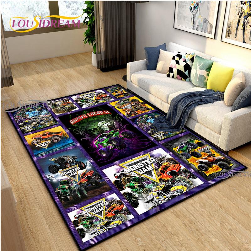 Monster Jam Truck Game Carpet for Living Room Bedroom Rug Kitchen Kids Door Unslip Floor Mat Birthday gift photography props Rug