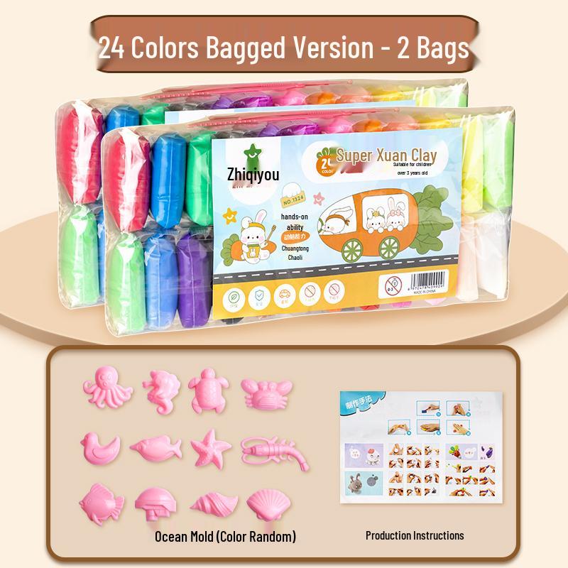 24-Color Clay Set: 12 Playdough & 36 Tools for Kindergarten & Primary Students