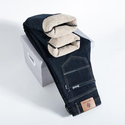 Autumn/Winter Lamb Fleece Plus Fleece Men'S Jeans Winter Loose Straight Tube Thickened Warm Casual Men'S Pants