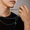 European & American Cross Hoop Long Necklace: Unisex Hip-Hop Double-Layer Sweater Chain
