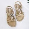 Dámské ploché boty 2024 Léto Nový Sladký Módní Trend Květinová Dekorace Venkovní Prodyšné Ležérní Plážové Kamínkové Sandály Dámské