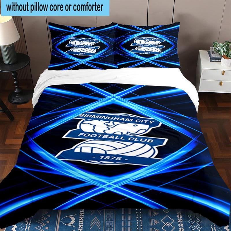3pcs Birming-ham Football Club Printed Bedding Set Duvet Cover Closure Includes 1 Duvet Cover & 2 Pillowcases Bedding Sets Home Decor Gifts