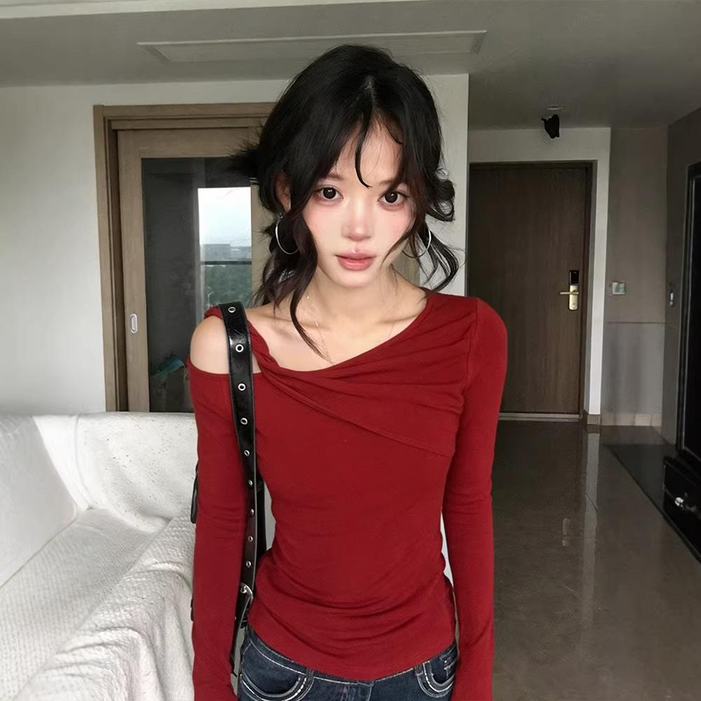 Unique, beautiful, super-good-looking top, women's spring new French design, niche fashion temperament, long sleeves