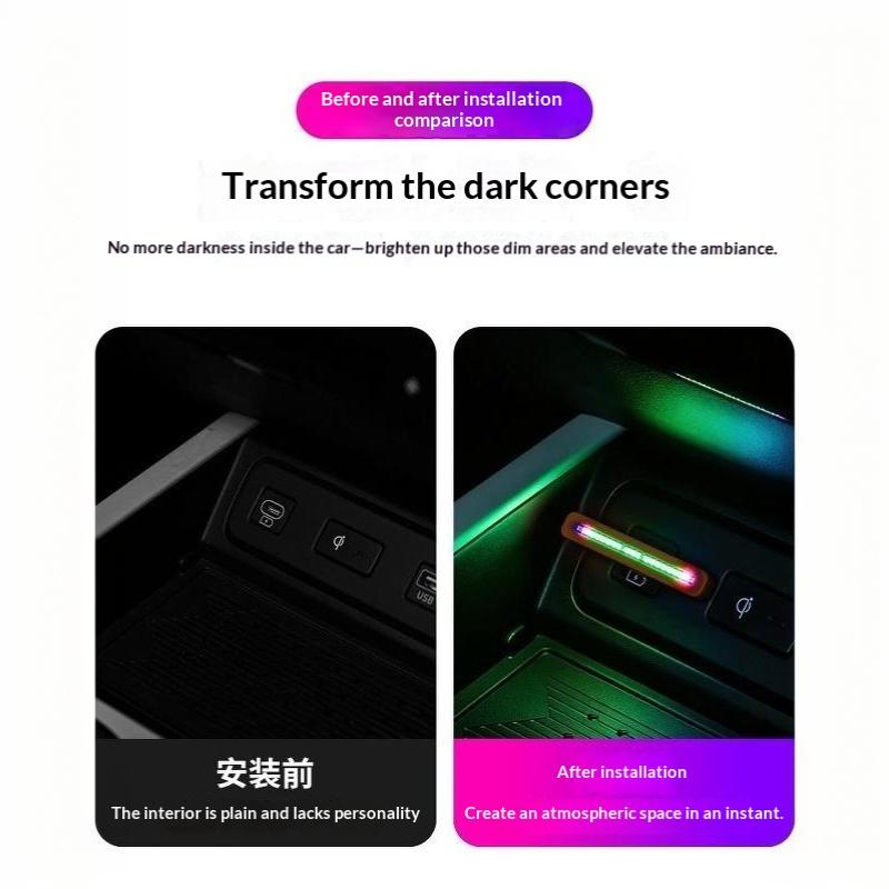 Voice Control Car Ambient Lighting Type-C Plug Play Rhythm Function LED Lights for Auto Interior Decor