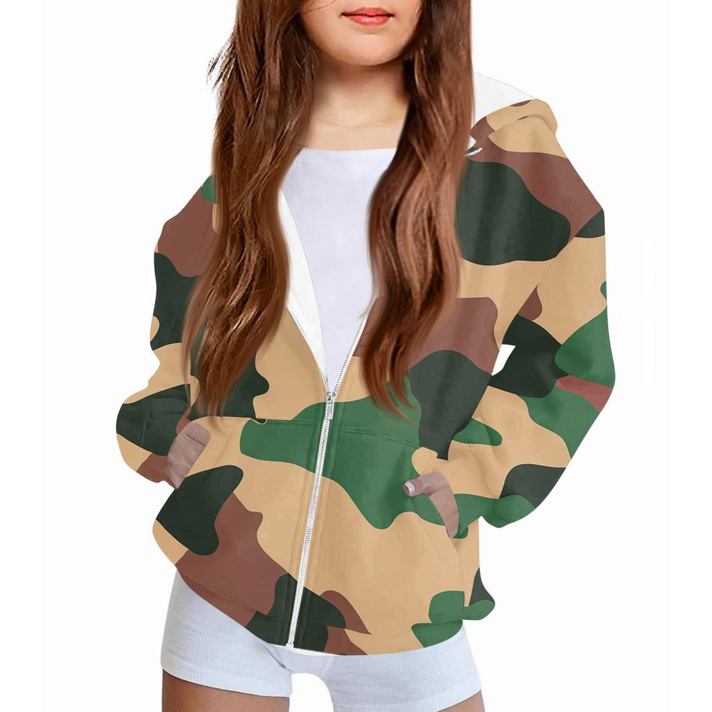 Children's Fashion Christmas Printed Long Sleeved Hooded Sweatshirt Girls' Hoodie Jacket