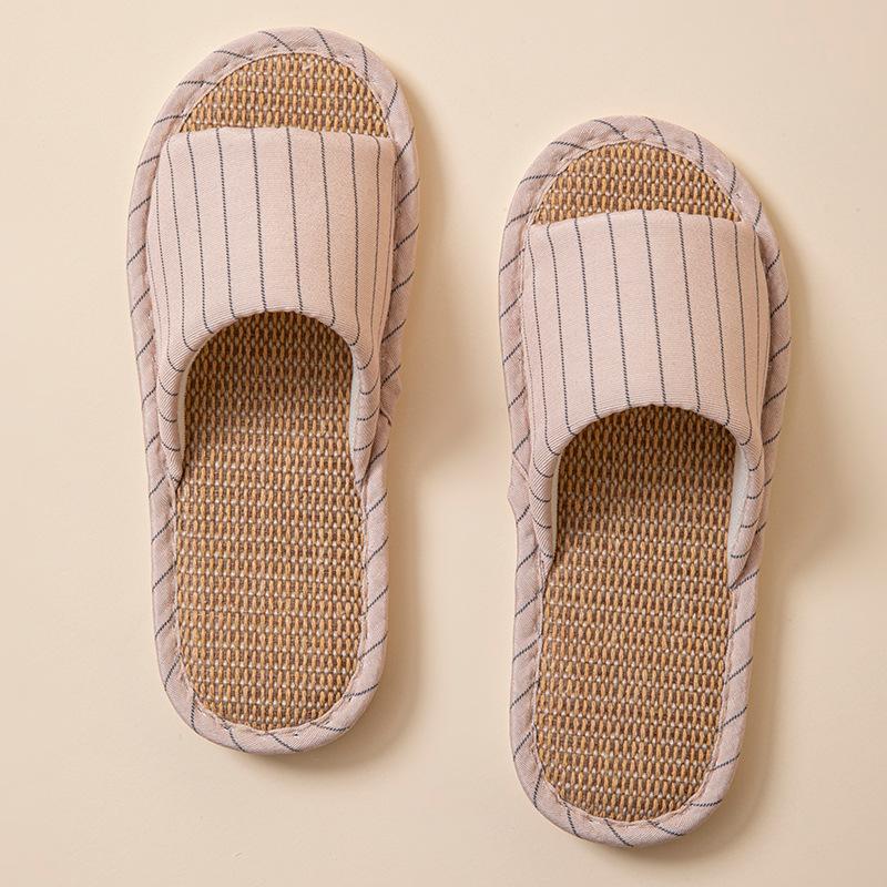 Linen breathable slippers women's four seasons indoor home non-slip deodorant silent soft bottom couple household floor mopping men