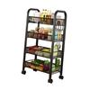 Rolling Storage Cart Layered Storage Shelves Multi Functional Movable Snack Vegetable Baskets Kitchen Shelves Black