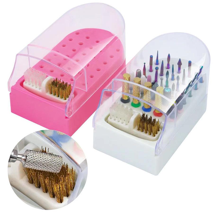Nail Art Multifunctional Storage Box - 30-Slot Grinding Head & Brush Display Organizer