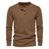 2024 European & American Spring Men's Corduroy Henry Shirt - Long Sleeve Slim Casual T-Shirt