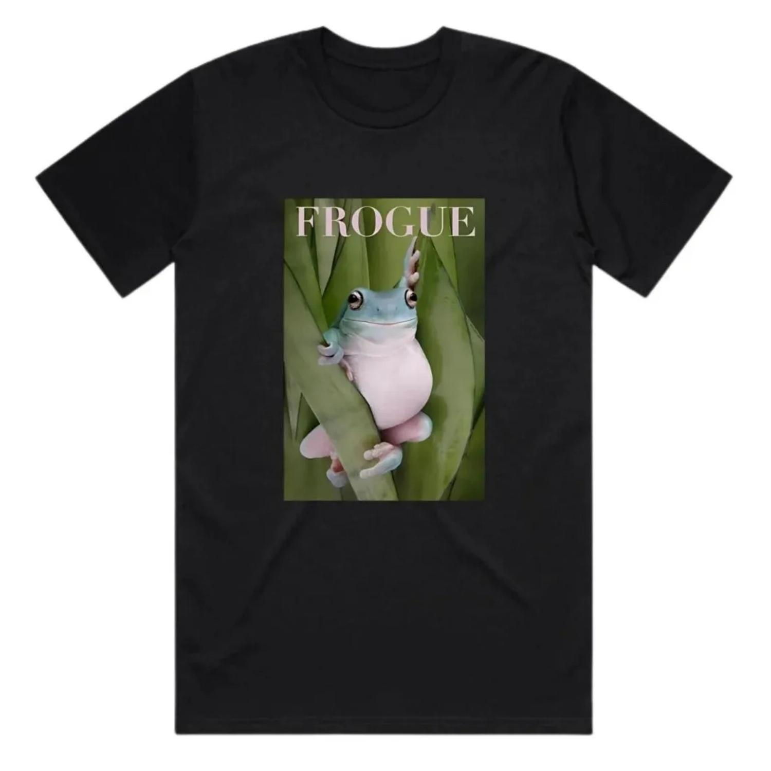 Frogue T-Shirt Streetwear Short Sleeve Graphic Stylish Harajuku Unisex Tops S чёрный