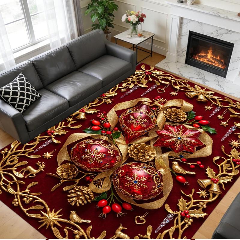 Christmas Printed Square Area Rug Soft Non Slip Floor Carpet For Bedroom Holiday Gift
