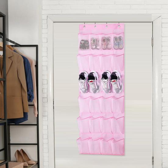 Non-woven Fabric Hanging Bag with Hook 24 Mesh Pocket 6 Layers Large Capacity Foldable Over Door Hanging Hat Shoe Storage Pouch Organizer Home