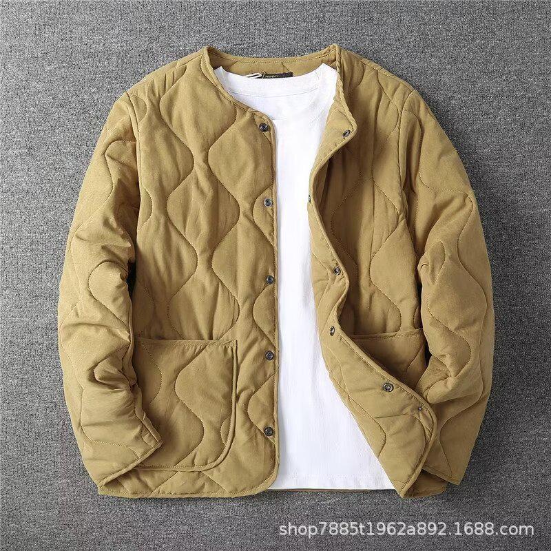 

Мужская куртка в стиле ретро из хлопка с начесом — модная универсальная модель на осень/зиму L хаки