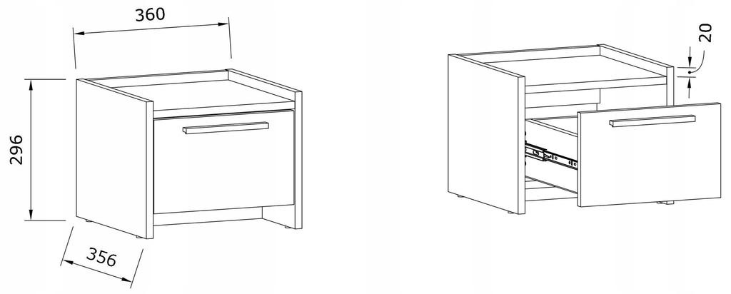 Altivo 1Sw Bedside Table, Artisan Oak-Anthracite, 1 High Drawer