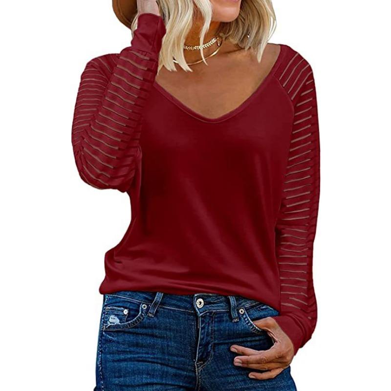Autumn and Winter Striped Long Sleeved T-shirts Casual Loose Women's T-shirts