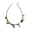 Bow Pendant Red Green Bell Choker Necklace Santa Claus Xmas Bead Clavicle Chain  Women