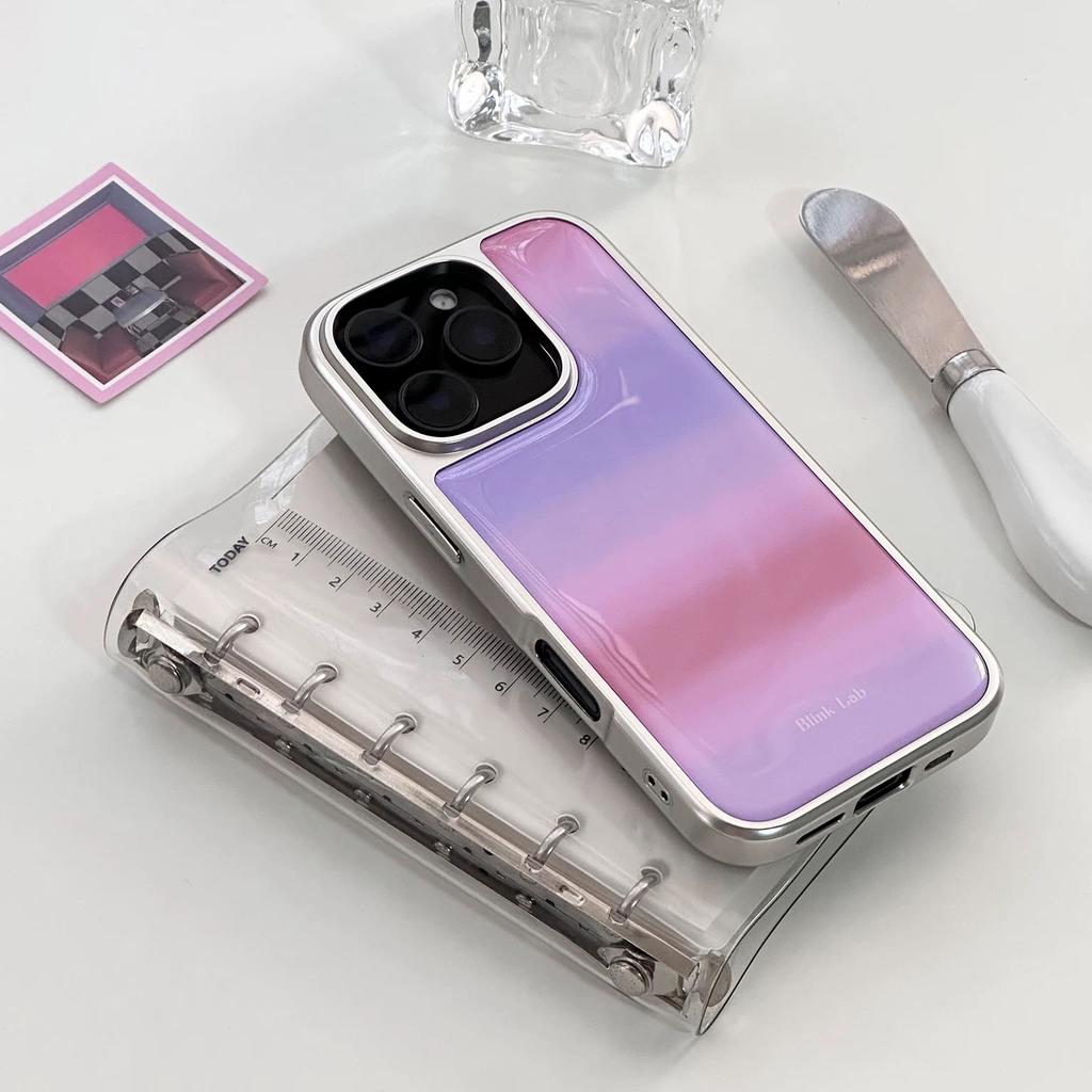 Ins Cute Gradient Pink and Purple Phone Case for IPhone 17 16 15 14 13 12 11 Air Pro Max X XR Plus Luxury Clear Soft Back Cover