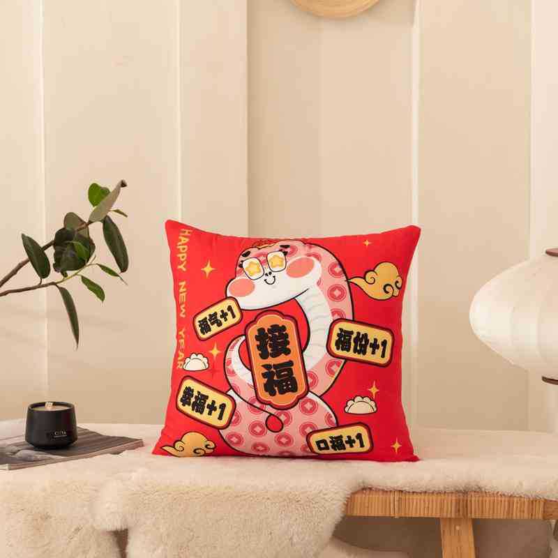 Double-sided New Pillow Case Festive Red Sofa Cushion Company Holiday Gift Car Seat Ornament