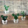 Cactus Ornaments Good Craftsmanship Decorative Glass Miniature Cactus Bonsai Figurine