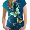 Summer butterfly pattern T-shirt trendy and fashionable women's 3D printed round neck short sleeved shirt