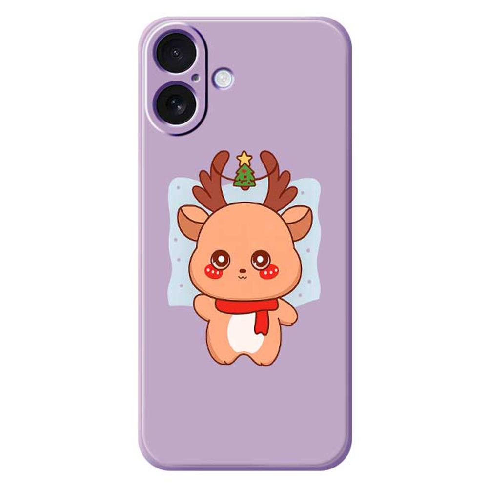For iPhone 17 Case Cartoon Deer Pattern Printing Straight Edge TPU Phone Back Cover